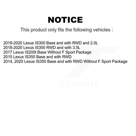 Front Rear Hub Bearing Coated Brake Rotor And Pad Kit (10Pc) For Lexus IS300 IS350 IS200t KBB-133082