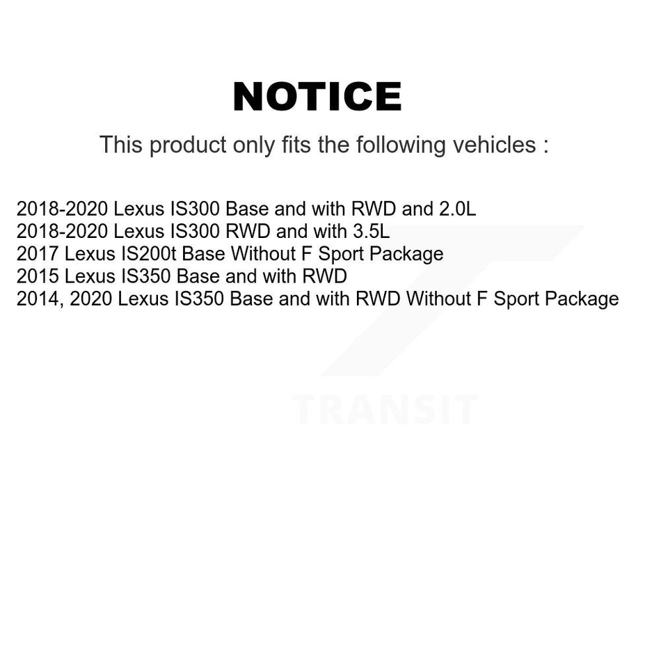 Front Rear Hub Bearing Coated Brake Rotor And Pad Kit (10Pc) For Lexus IS300 IS350 IS200t KBB-133203