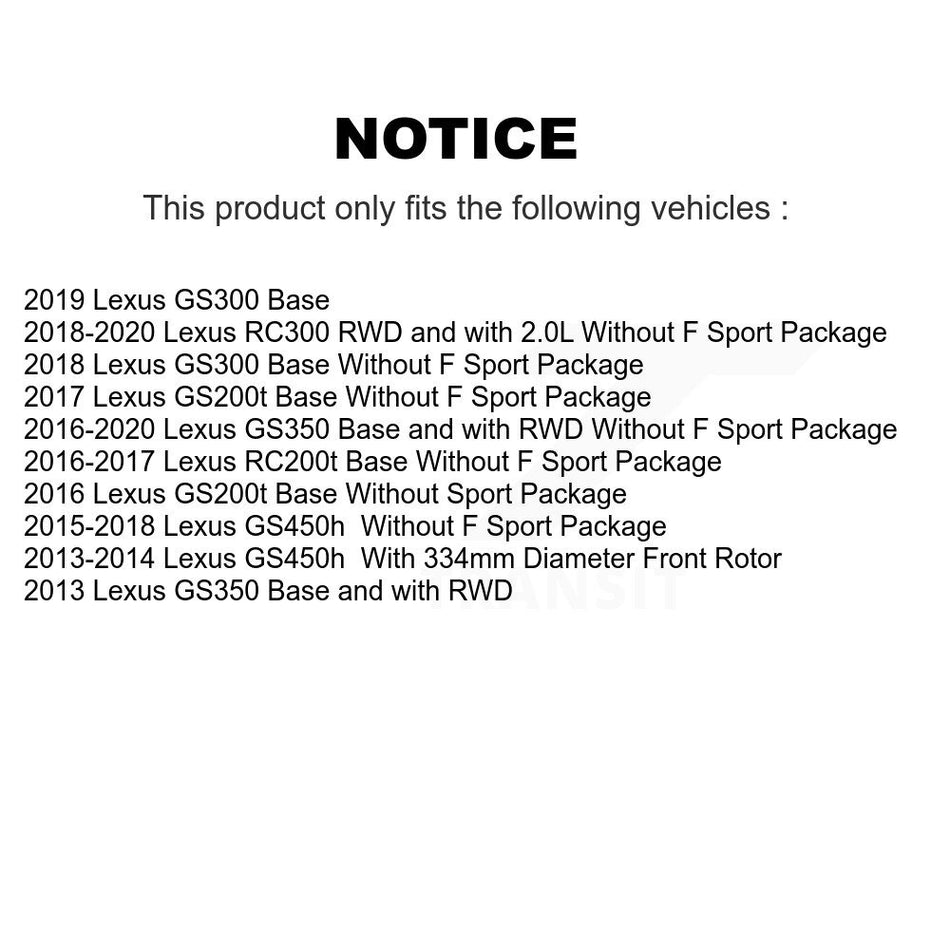 Front Rear Hub Bearing Coat Brake Rotor Pad Kit (10Pc) For Lexus GS350 RC300 GS450h GS300 KBB-133299