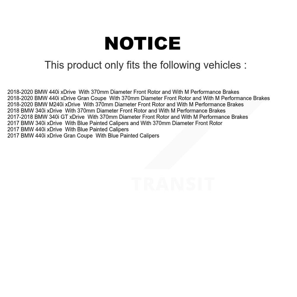 Front Hub Bearing Coated Brake Rotor Pad Kit For BMW 340i xDrive 440i Gran Coupe M240i GT KBB-133315