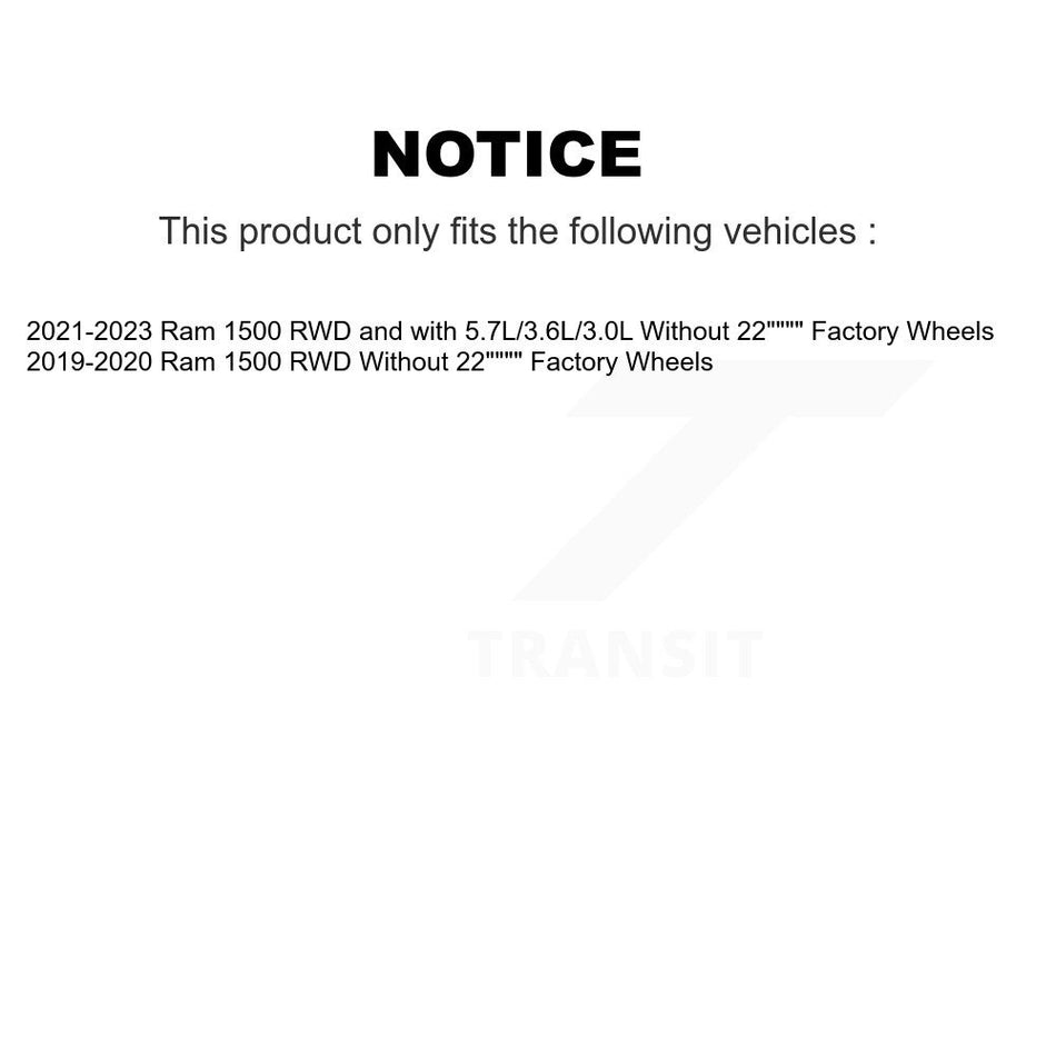 Front Hub Bearing Assembly Brake Rotor & Pads Kit For Ram 1500 Without 22" Factory Wheels KBB-133388