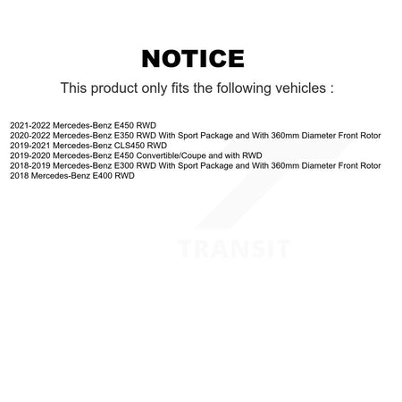 Front Hub Bearing Disc Brake Rotor & Pad Kit For Mercedes-Benz E450 E400 E300 E350 CLS450 KBB-133418