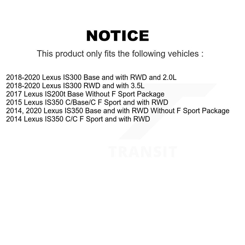 Front Hub Bearing Assembly Disc Brake Rotors And Pads Kit For Lexus IS300 IS350 IS200t KBB-133514