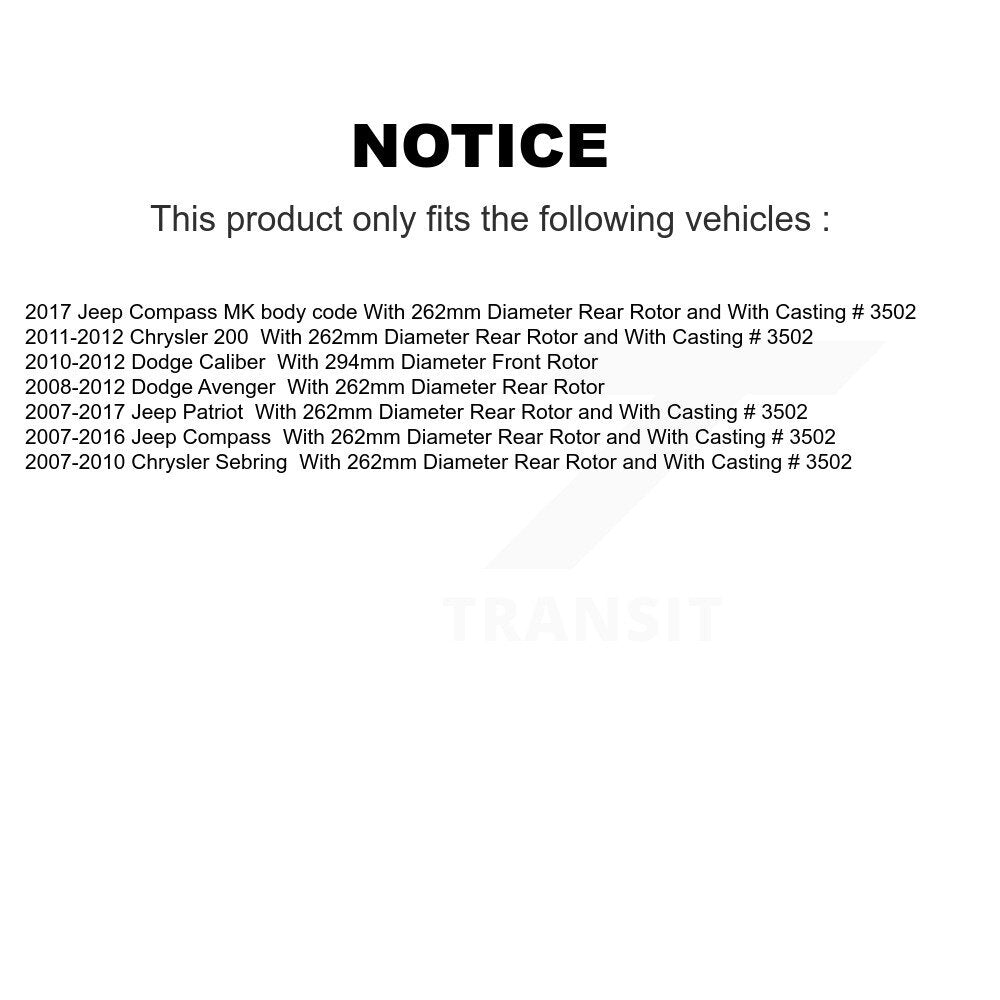 Front Rear Brake Caliper Kit For Jeep Patriot Compass Chrysler Dodge Sebring 200 Avenger KBC-100044