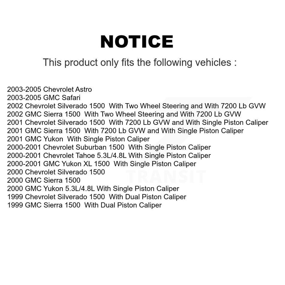 Front Rear Brake Caliper Kit For Chevrolet Silverado 1500 GMC Sierra Astro Safari Tahoe KBC-100051