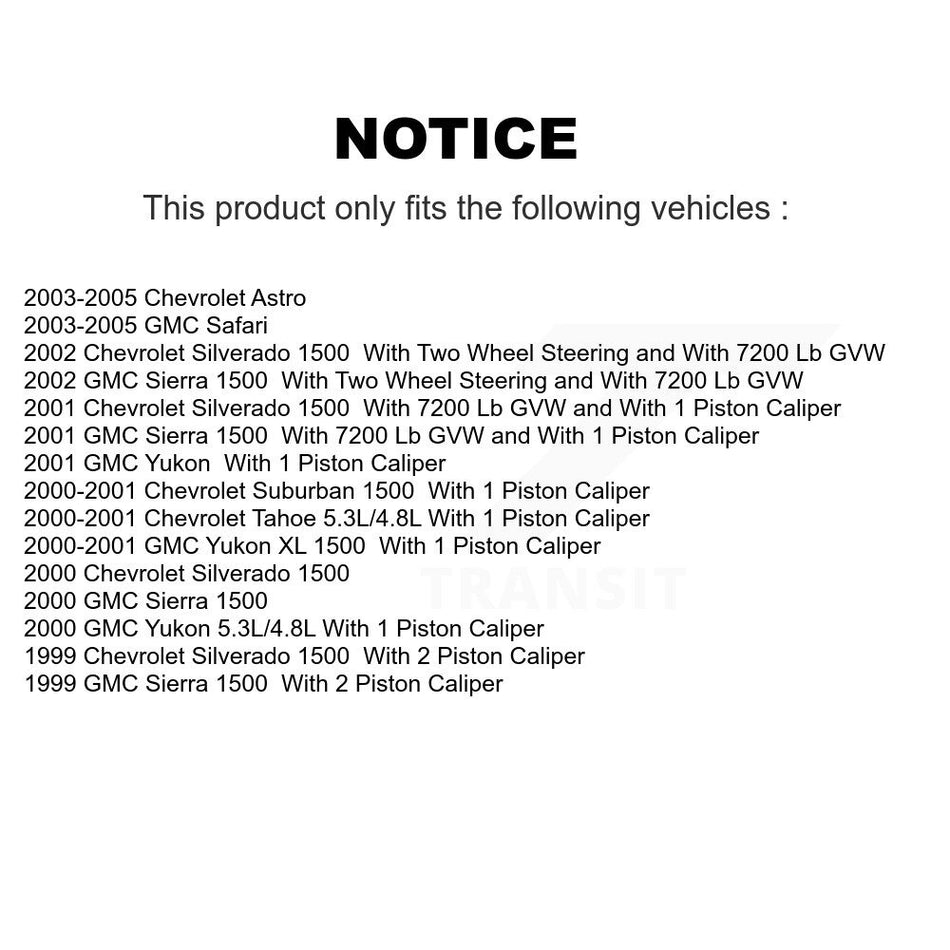 Front Rear Brake Caliper Kit For Chevrolet Silverado 1500 GMC Sierra Astro Safari Tahoe KBC-100051