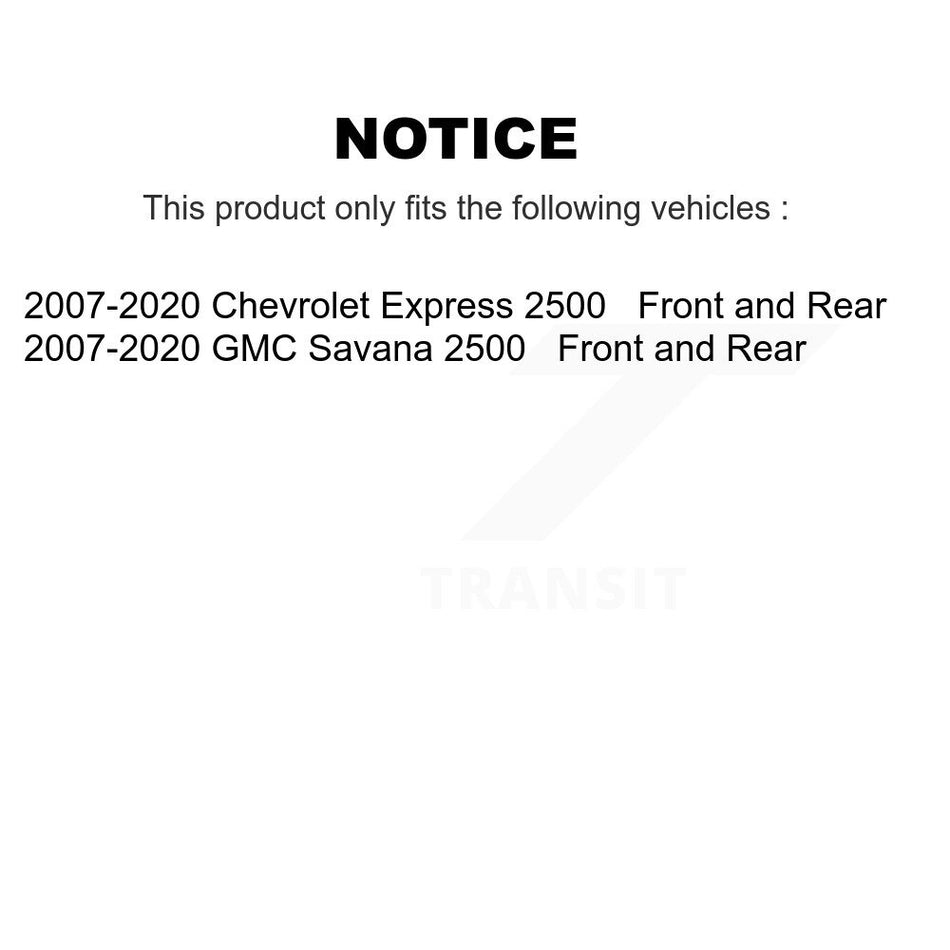 Front Rear Disc Brake Caliper Assembly Left Right Side (Driver Passenger) Kit For 2007-2020 Chevrolet Express 2500 GMC Savana KBC-100060