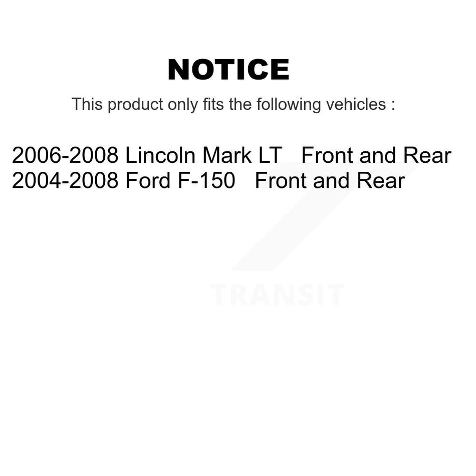 Front Rear Disc Brake Caliper Assembly Left Right Side (Driver Passenger) Kit For Ford F-150 Lincoln Mark LT KBC-100068