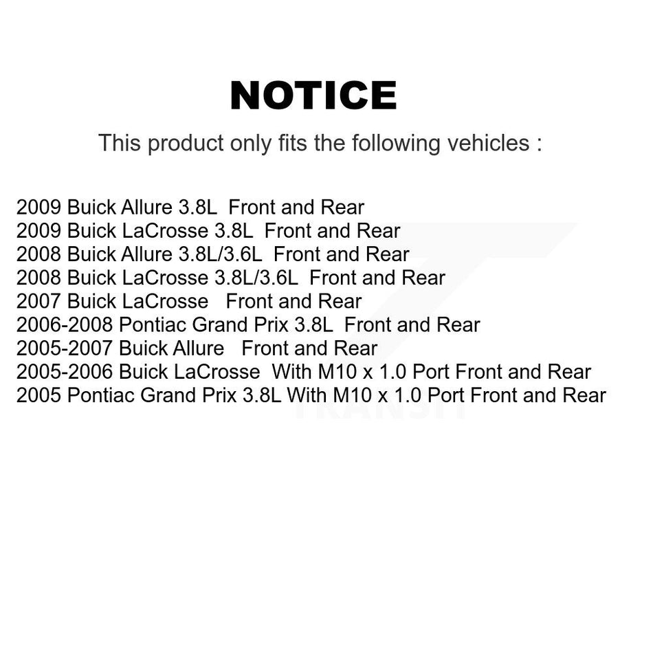 Front Rear Disc Brake Caliper Assembly Left Right Side (Driver Passenger) Kit For Pontiac Grand Prix Buick LaCrosse Allure KBC-100075