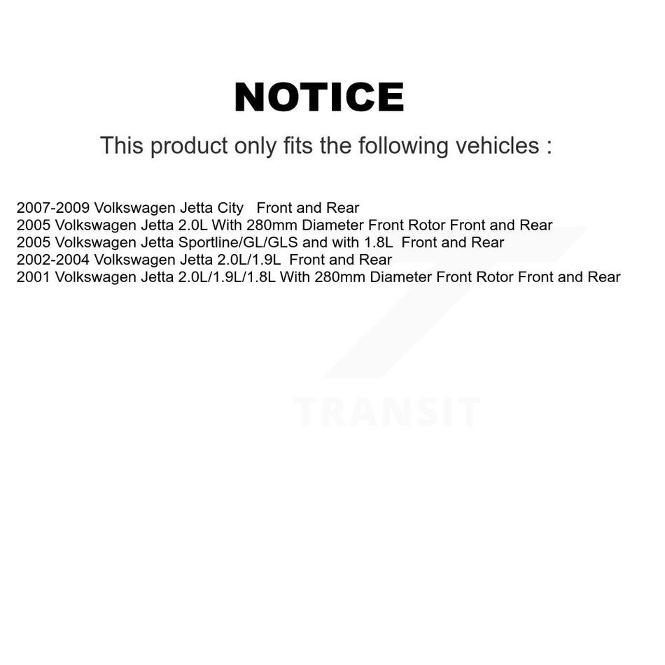 Front Rear Disc Brake Caliper Assembly Left Right Side (Driver Passenger) Kit For Volkswagen Jetta City KBC-100097