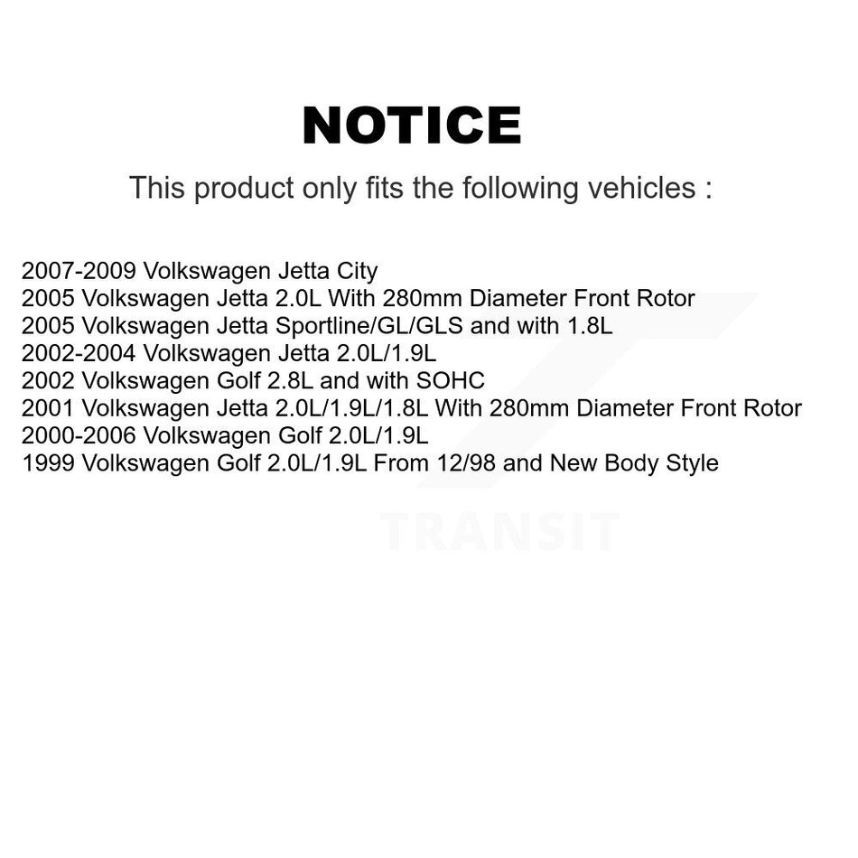 Front Rear Disc Brake Caliper Assembly Left Right Side (Driver Passenger) Kit For Volkswagen Jetta City KBC-100097