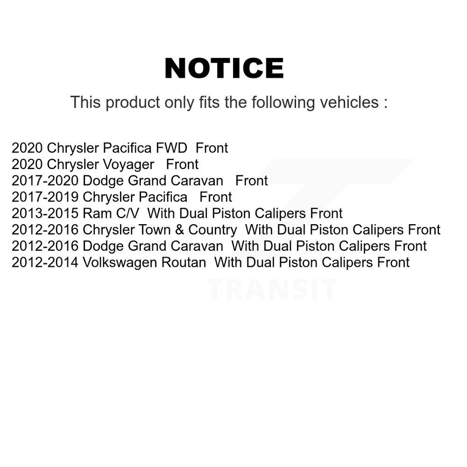 Front Disc Brake Caliper Assembly Left Right Side (Driver Passenger) Kit For Dodge Grand Caravan Chrysler Town & Country Pacifica Ram C/V Volkswagen Routan Voyager KBC-100102