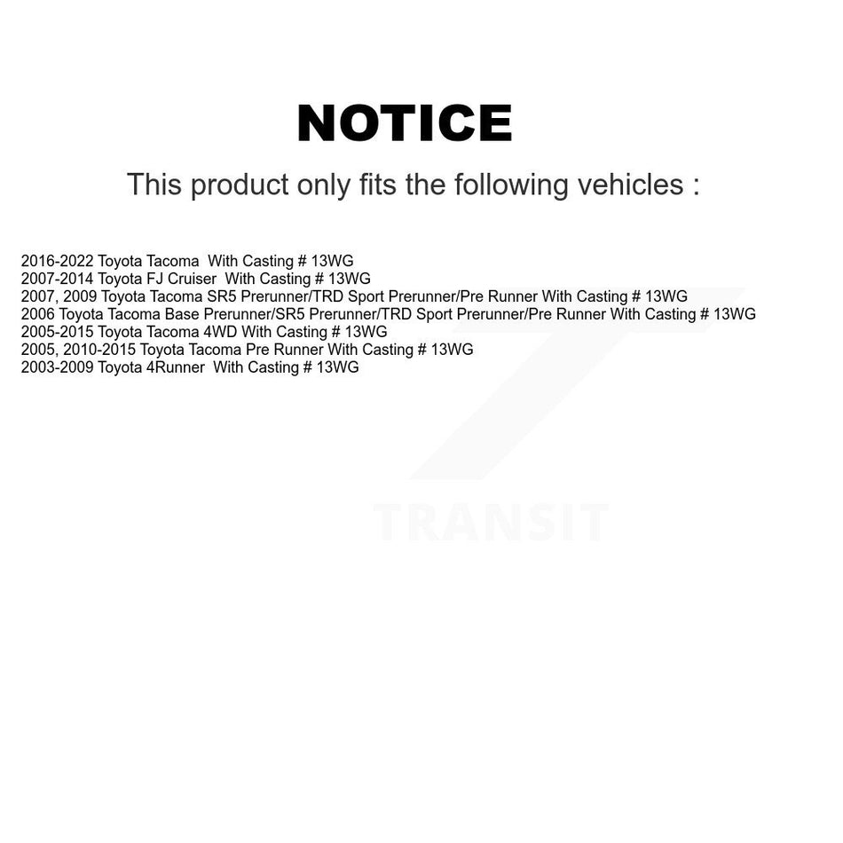 Front Disc Brake Caliper Kit For Toyota Tacoma 4Runner FJ Cruiser With Casting # 13WG KBC-100108