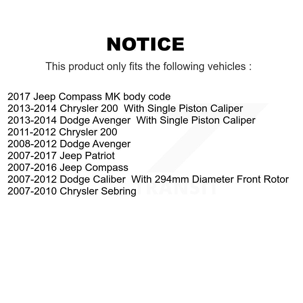 Front Disc Brake Caliper Kit For Jeep Patriot Dodge Chrysler Compass 200 Caliber Avenger KBC-100153