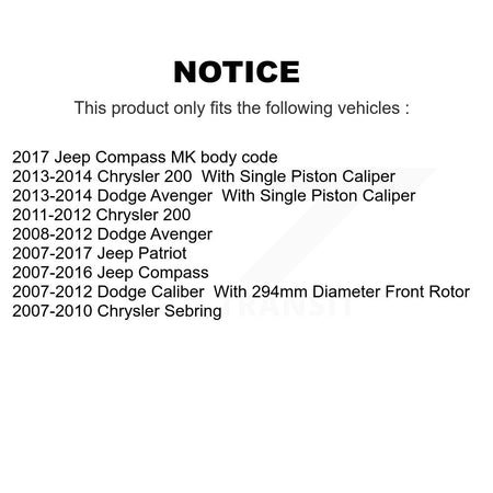 Front Disc Brake Caliper Kit For Jeep Patriot Dodge Chrysler Compass 200 Caliber Avenger KBC-100153