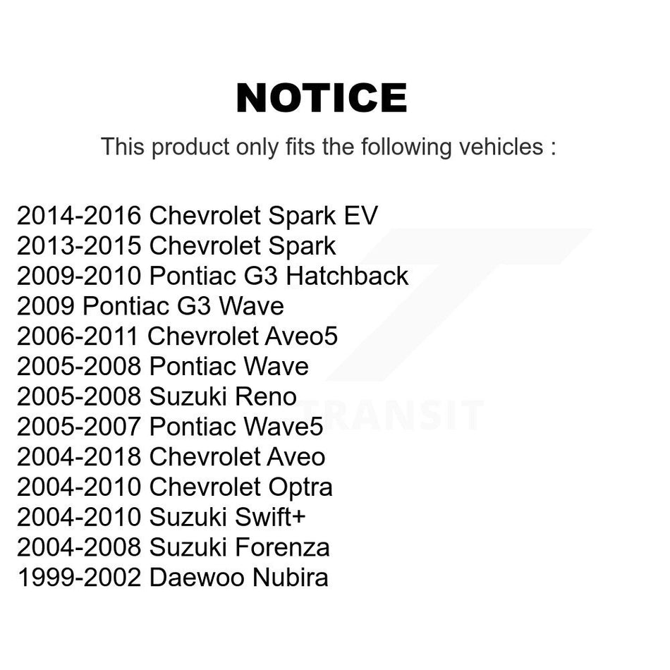 Front Disc Brake Caliper Assembly Left Right Side (Driver Passenger) Kit For Chevrolet Aveo Spark Suzuki Forenza Aveo5 Reno EV Pontiac G3 Daewoo Nubira Wave Wave5 Optra Swift+ KBC-100259