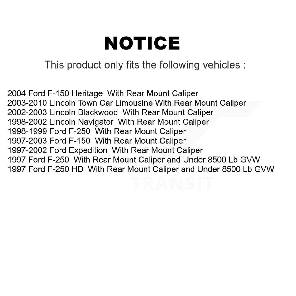 Rear Disc Brake Caliper Kit For Ford F-150 Lincoln Town Car F-250 HD Expedition Heritage KBC-100272