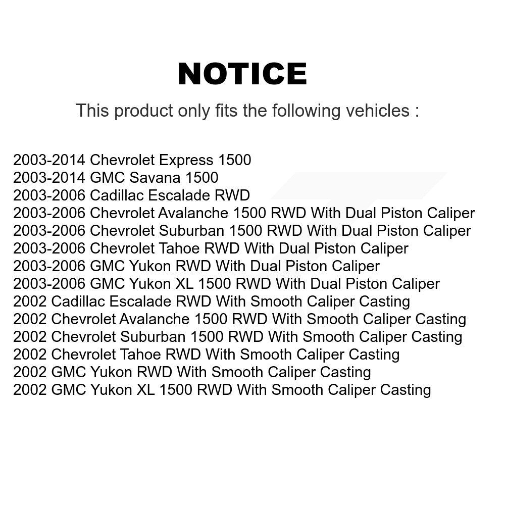 Rear Brake Caliper Kit For Chevrolet Avalanche 1500 GMC Express Yukon Tahoe Savana XL KBC-100279