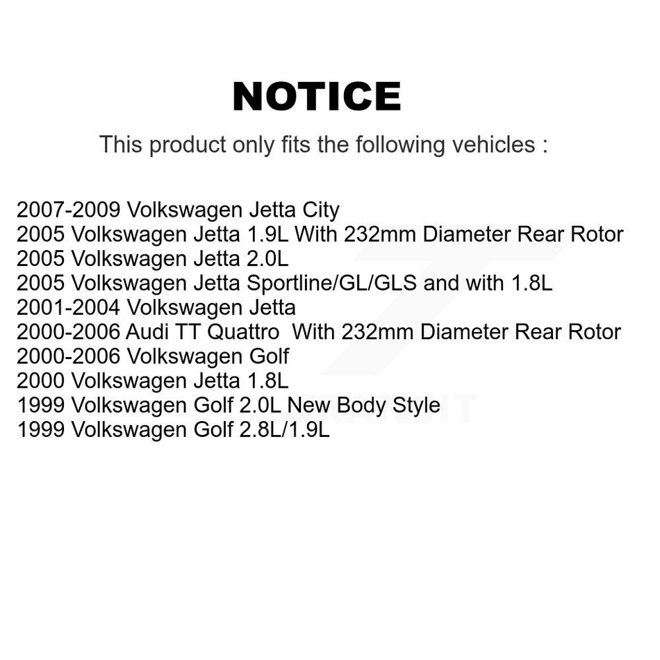 Rear Disc Brake Caliper Assembly Left Right Side (Driver Passenger) Kit For Volkswagen Jetta Audi TT Quattro City KBC-100292
