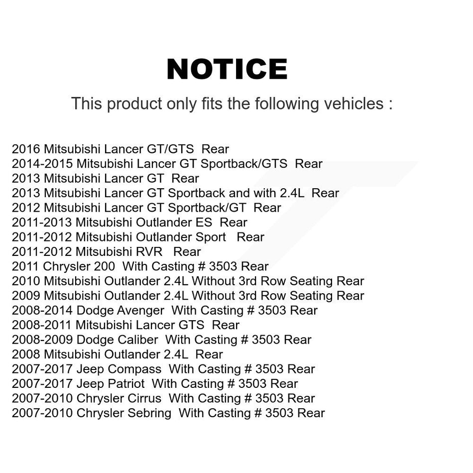 Rear Disc Brake Caliper Assembly Left Right Side (Driver Passenger) Kit For Jeep Patriot Dodge Compass Avenger Chrysler Mitsubishi Sebring Lancer Caliber 200 Outlander Sport RVR Cirrus KBC-100305