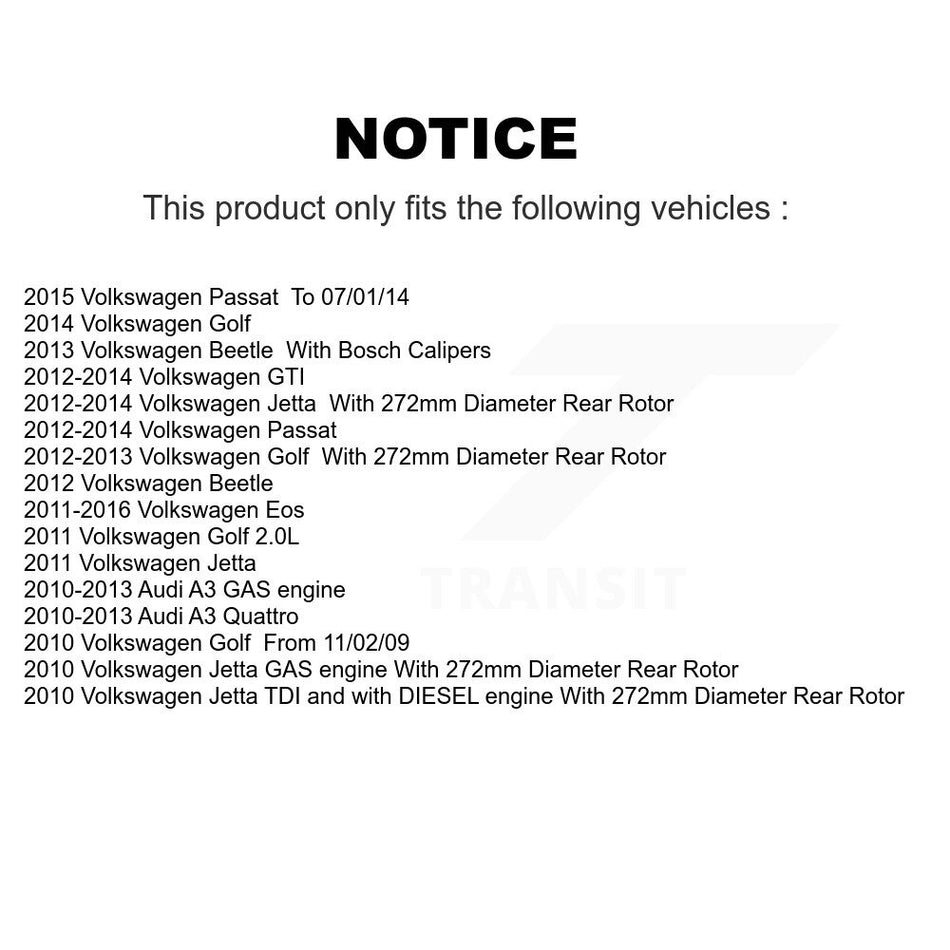Rear Disc Brake Caliper Assembly Left Right Side (Driver Passenger) Kit For Volkswagen Jetta Passat Beetle Golf GTI Eos Audi A3 Quattro KBC-100310