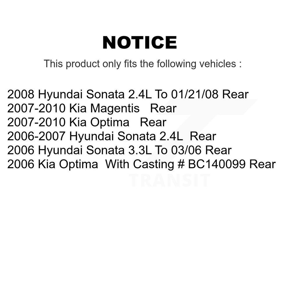 Rear Disc Brake Caliper Assembly Left Right Side (Driver Passenger) Kit For Hyundai Sonata Kia Optima Magentis KBC-100312