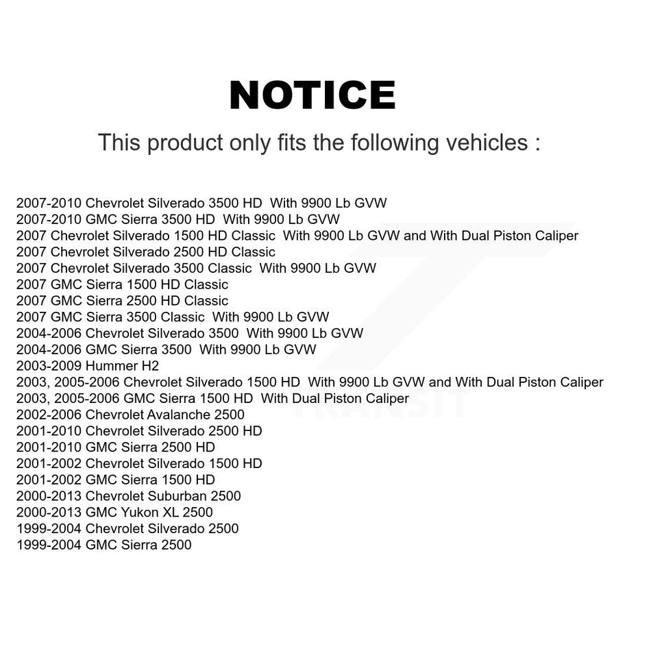 Rear Disc Brake Caliper Assembly Left Right Side (Driver Passenger) Kit For Chevrolet Silverado 2500 HD GMC Sierra 3500 Hummer H2 Classic 1500 Suburban Yukon XL Avalanche KBC-100367