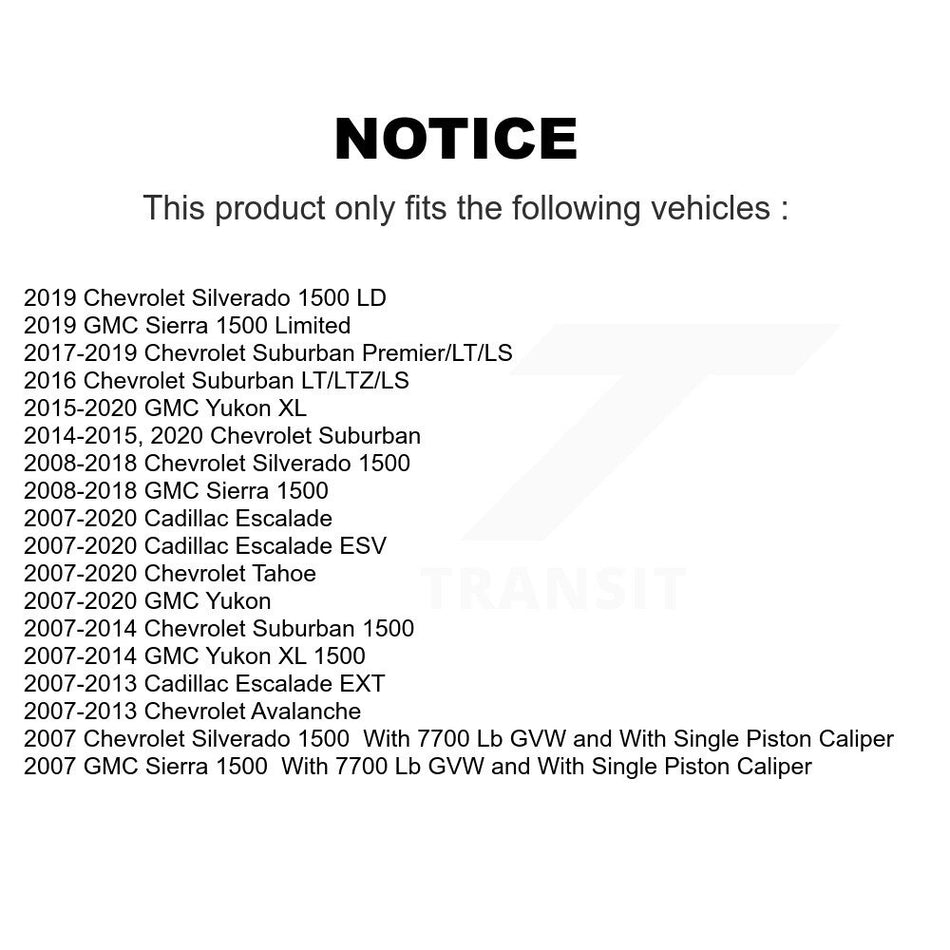 Rear Brake Caliper Kit For Chevrolet GMC Sierra 1500 Silverado Tahoe Cadillac Yukon XL LD KBC-100372