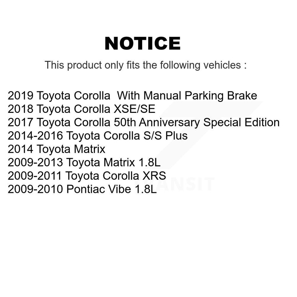 Rear Brake Caliper Left Right Driver Passenger Kit For Toyota Corolla Matrix Pontiac Vibe KBC-100376