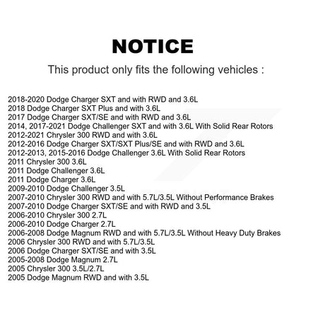 Rear Brake Caliper Left Right Side Kit For Dodge Chrysler 300 Charger Challenger Magnum KBC-100395