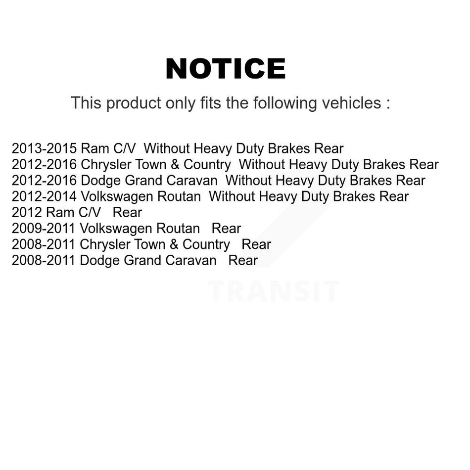 Rear Disc Brake Caliper Assembly Left Right Side (Driver Passenger) Kit For Dodge Grand Caravan Chrysler Town & Country Volkswagen Routan Ram C/V KBC-100410