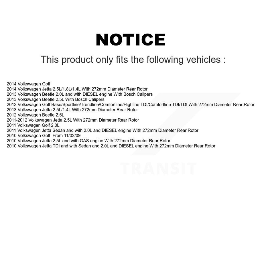 Front Rear Disc Brake Caliper Assembly Left Right Side (Driver Passenger) Kit For Volkswagen Jetta Beetle Golf KBC-100457