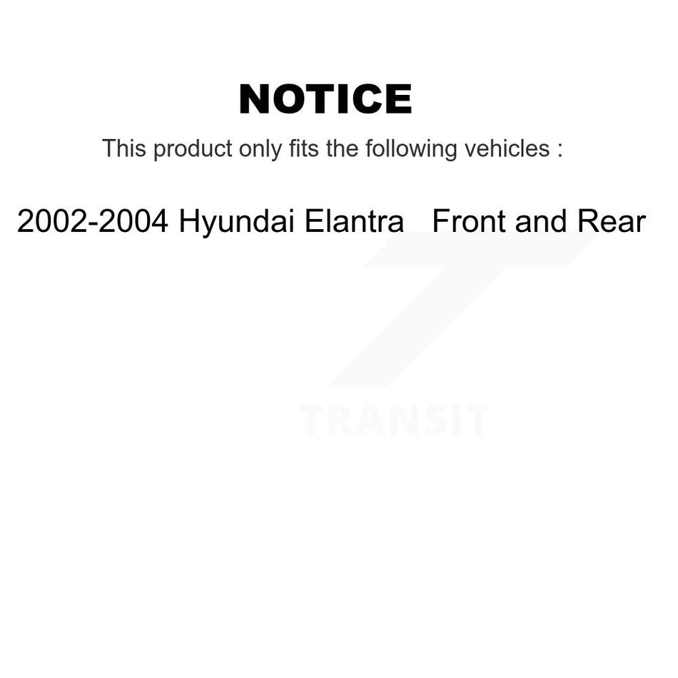 Front Rear Disc Brake Caliper Assembly Left Right Side (Driver Passenger) Kit For 2002-2004 Hyundai Elantra KBC-100470