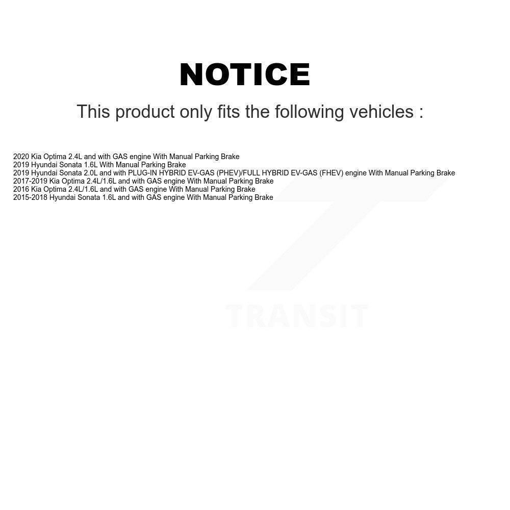 Front Rear Disc Brake Caliper Kit For Hyundai Sonata Kia Optima With Manual Parking KBC-100519