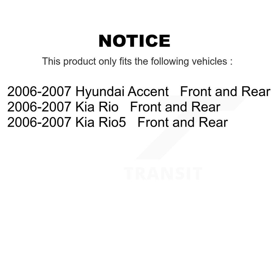 Front Rear Disc Brake Caliper Assembly Left Right Side (Driver Passenger) Kit For 2006-2007 Hyundai Accent Kia Rio Rio5 KBC-100537