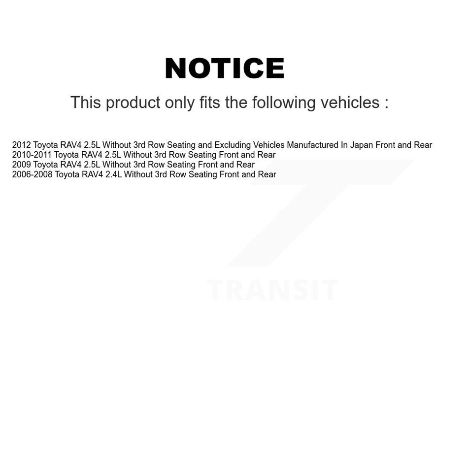 Front Rear Disc Brake Caliper Assembly Left Right Side (Driver Passenger) Kit For Toyota RAV4 KBC-100549