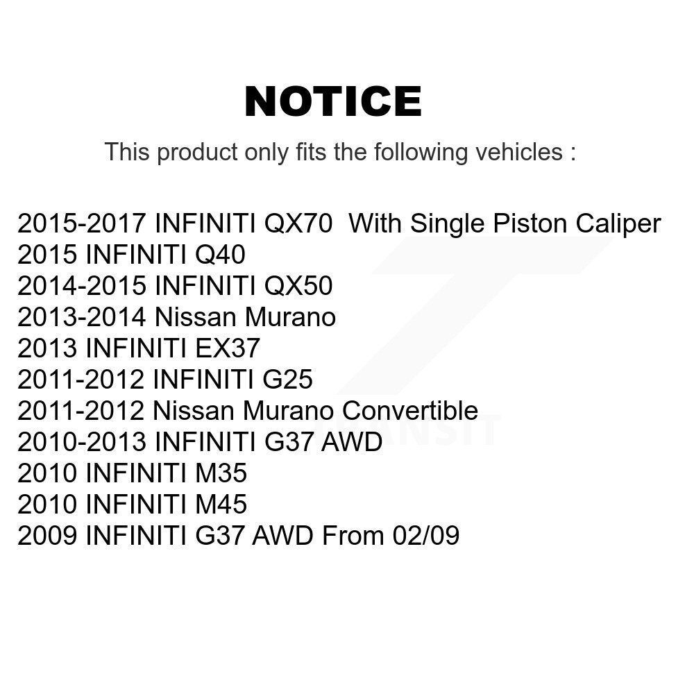Front Rear Brake Caliper Kit For INFINITI Nissan Murano G37 QX50 QX70 EX37 G25 M35 M45 KBC-100587