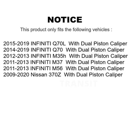 Front Rear Brake Caliper (Left Right) Kit For Nissan 370Z INFINITI M37 Q70 Q70L M56 M35h KBC-100865