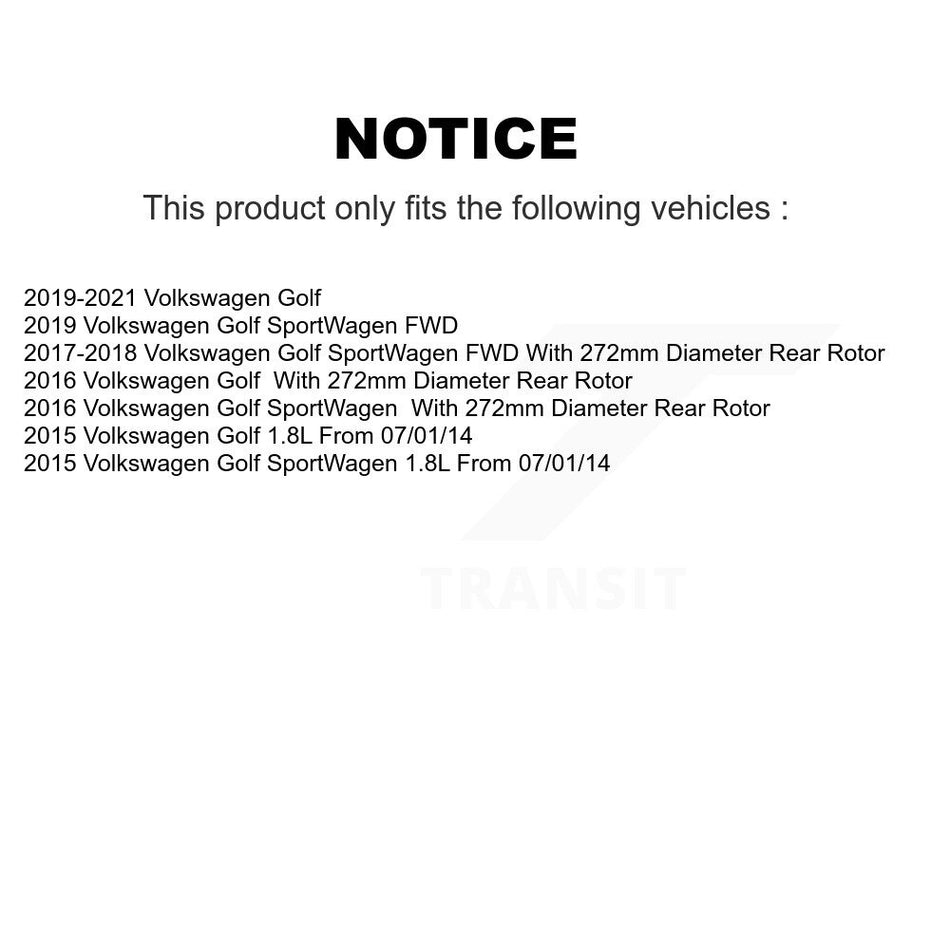 Front Rear Brake Caliper Left Right (Driver Passenger) Kit For Volkswagen Golf SportWagen KBC-100894