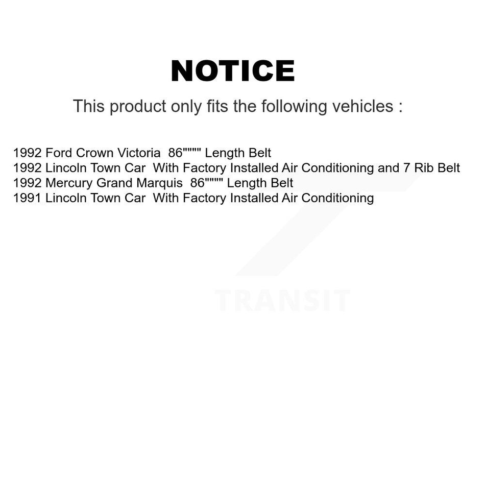 Main Drive Serpentine Belt KBR-5070855 For Lincoln Town Car Mercury Grand Marquis Ford Crown