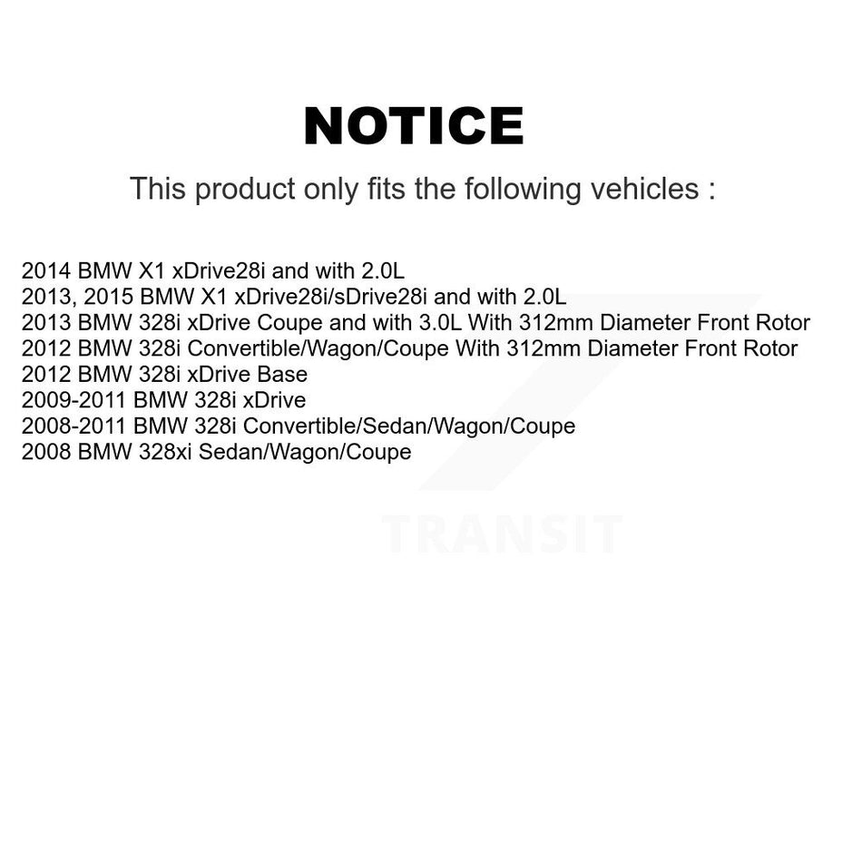 Front Disc Brake Caliper Rotors And Semi-Metallic Pads Kit For BMW 328i xDrive X1 328xi KC8-100026N