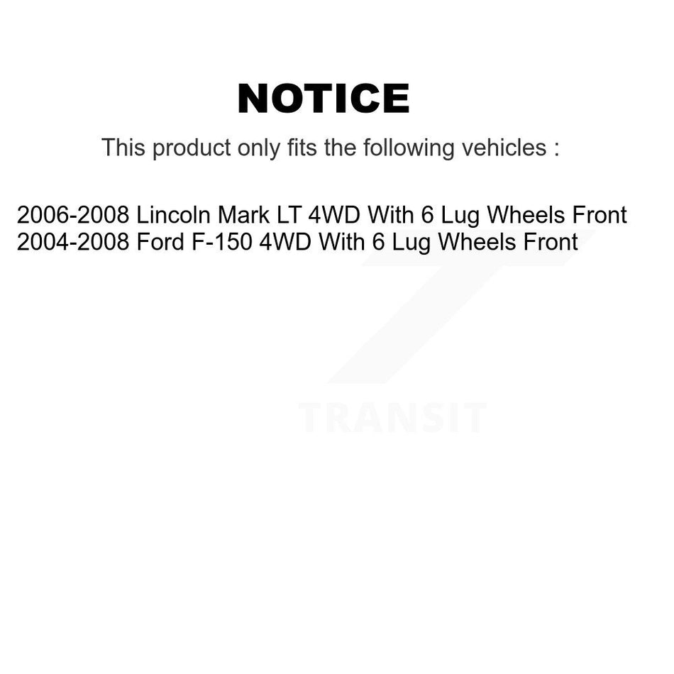 Front Disc Brake Caliper Rotors And Semi-Metallic Pads Kit For Ford F-150 Lincoln Mark LT With 6 Lug Wheels 4WD KC8-100026P