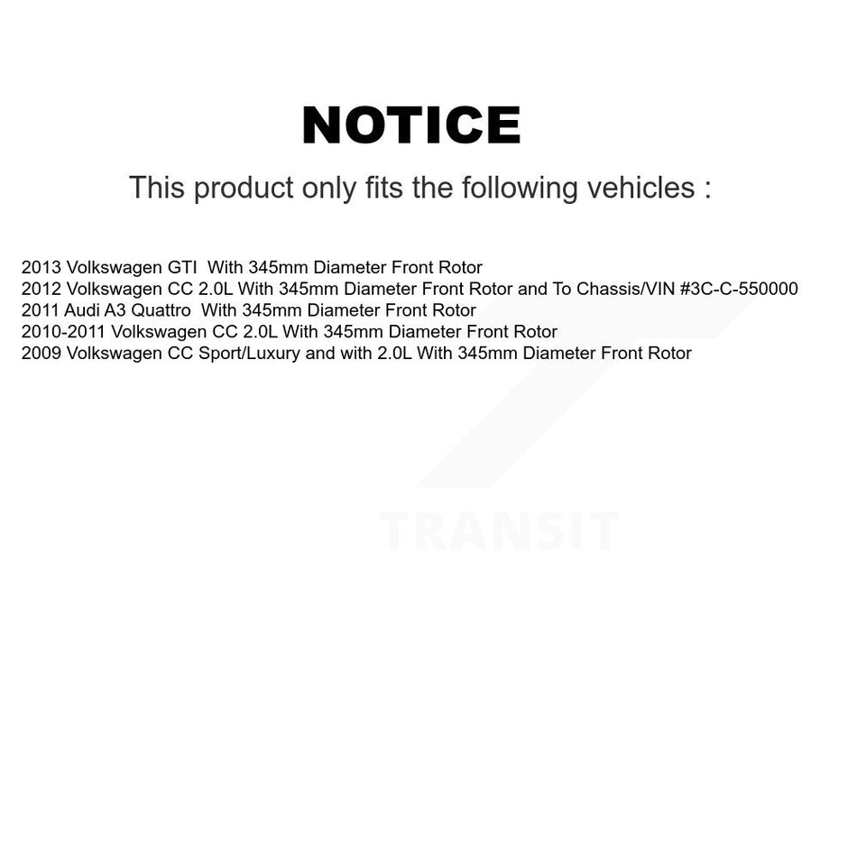 Front Disc Brake Caliper Rotors And Semi-Metallic Pads Kit For Volkswagen CC GTI Audi A3 Quattro KC8-100045P
