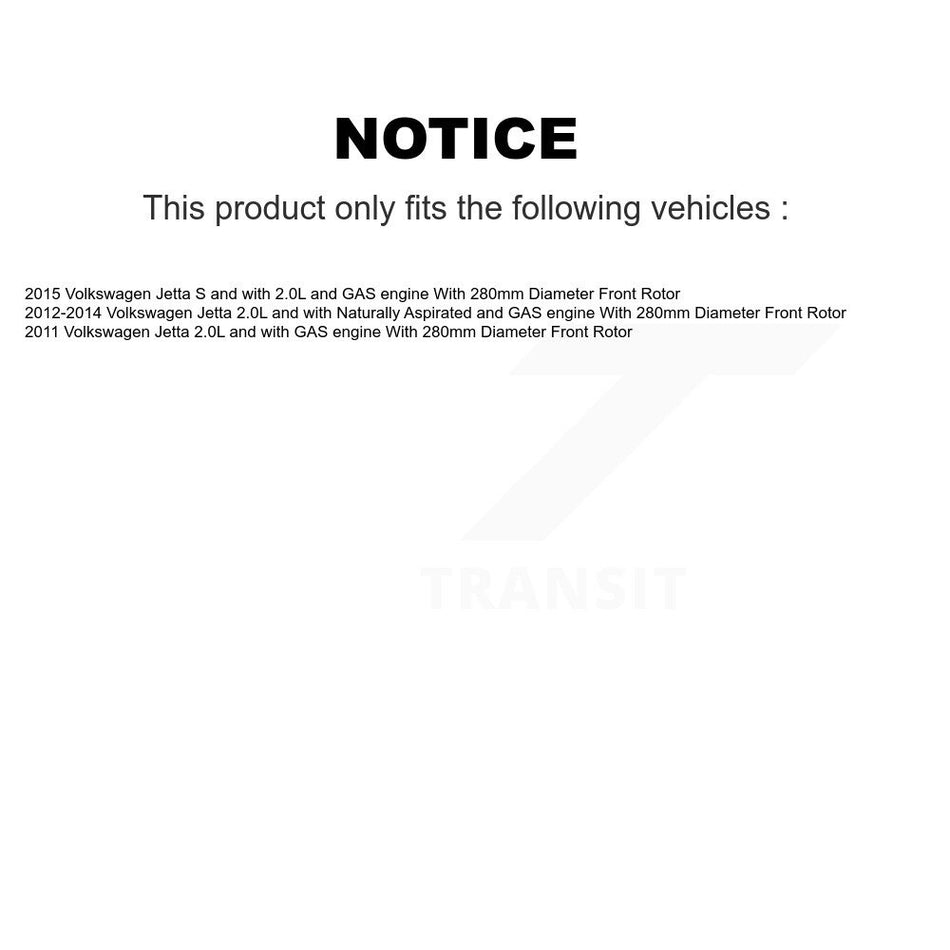 Front Disc Brake Caliper Rotors And Semi-Metallic Pads Kit For Volkswagen Jetta With 280mm Diameter Rotor KC8-100051P