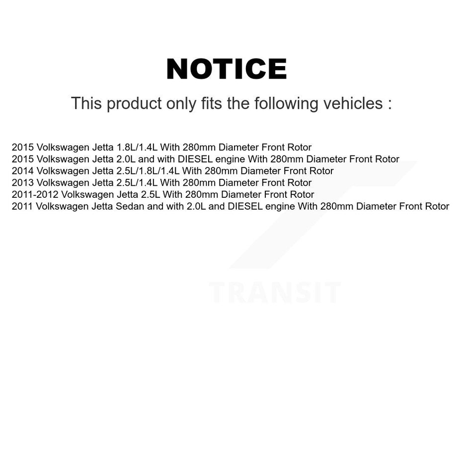 Front Disc Brake Caliper Rotors And Ceramic Pads Kit For Volkswagen Jetta With 280mm Diameter Rotor KC8-100052C