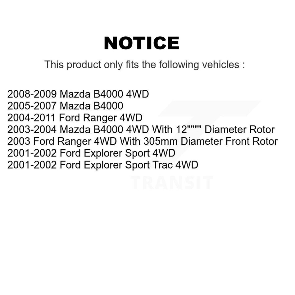 Front Brake Caliper Rotor And Semi-Metallic Pad Kit For Ford Ranger Mazda B4000 Explorer KC8-100053S