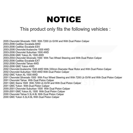 Rear Brake Caliper Rotor & Ceramic Pad Kit For Chevrolet Silverado 1500 GMC Avalanche XL KC8-100061T
