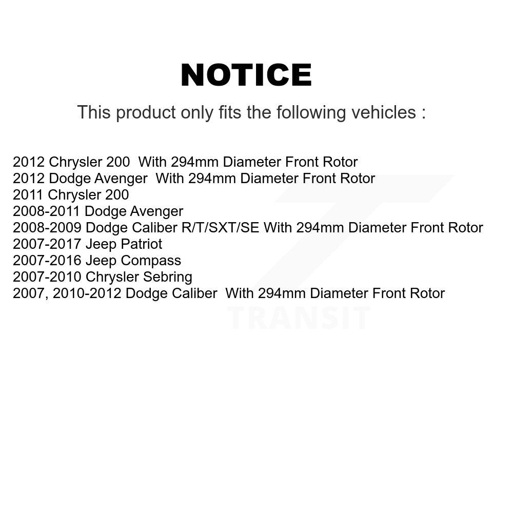 Front Brake Caliper Rotors & Ceramic Pad Kit For Jeep Patriot Dodge Compass Chrysler 200 KC8-100062N