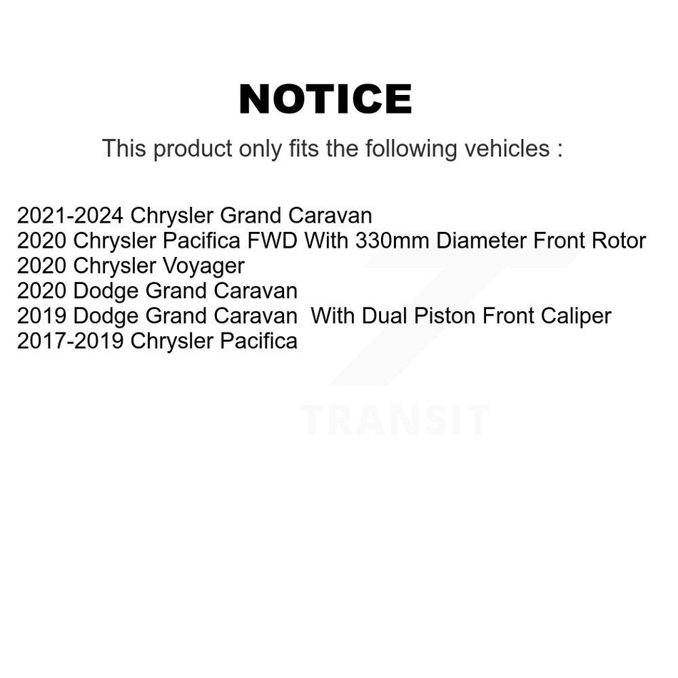Front Disc Brake Caliper Rotors And Semi-Metallic Pads Kit For Dodge Grand Caravan Chrysler Pacifica Voyager KC8-100071P