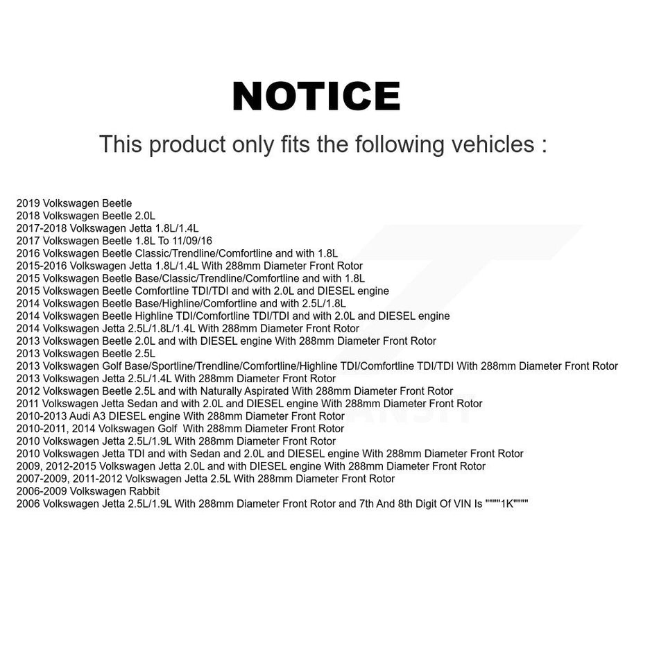 Front Disc Brake Caliper Rotors And Semi-Metallic Pads Kit For Volkswagen Jetta Beetle Rabbit Golf Audi A3 KC8-100112N